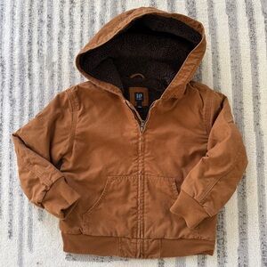 GAP Kids Sherpa Lined Canvas Hooded Jacket